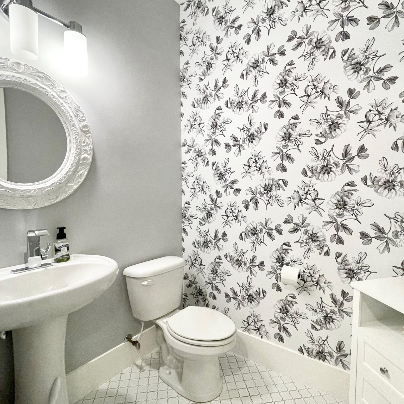 Floral Bathroom Peel And Stick Wallper 1536x1536 